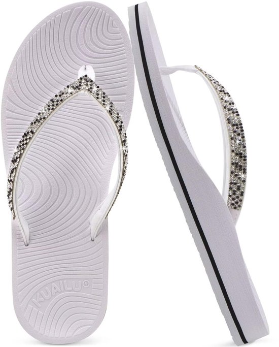 Strass teenslippers voor dames, met comfortabele ondersteuning van de voetboog, yogamat, kussentandalen, modieus, zomer, strand, reizen, orthotische wandelen, strings, sandels, instappers