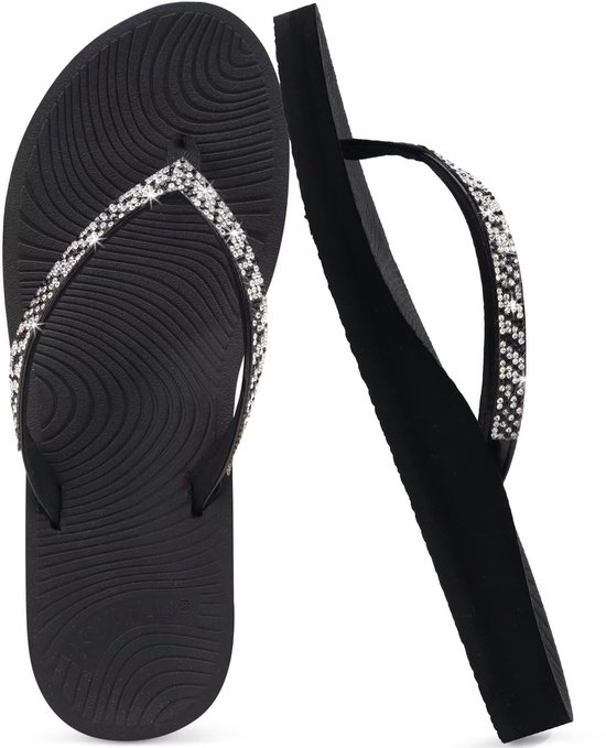 Strass teenslippers voor dames, met comfortabele ondersteuning van de voetboog, yogamat, kussentandalen, modieus, zomer, strand, reizen, orthotische wandelen, strings, sandels, instappers