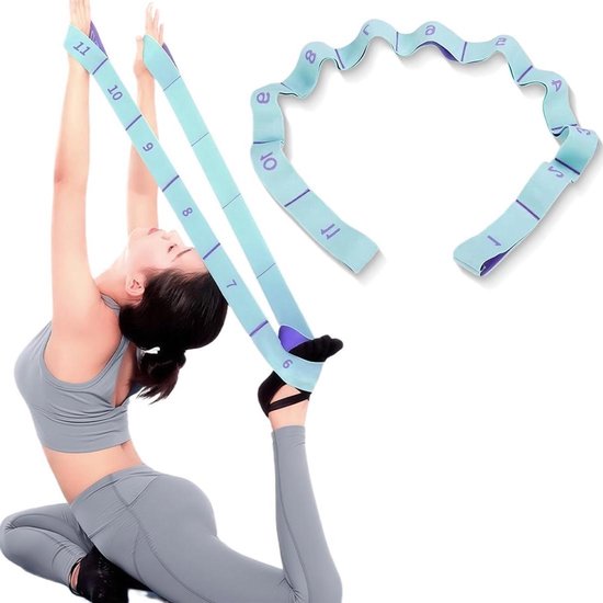 Stretchband met 11 lussen voor yoga, fitness en pilates oefeningen van Merkloos