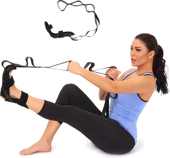 Stretchband, stretchknie-stretchband, yoga-rekband voor fasciitis plantaris, achillespeesontsteking verbeteren voor fitness, beentraining, revalidatie, hot yoga, blauw van Fokey