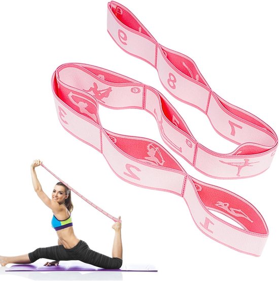 Stretchriem voor yoga, pilates, dans en gymnastiek - Flexibele yogaband met gevarieerde toepassingen van Merkloos