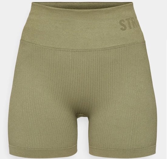 Stronger - Rib Seamless Bike Shorts - Dames - Groen - Maat L van Stronger