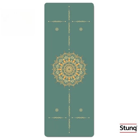 Stunq® Extra Brede Natuurrubber Yogamat met Mandala Print - Antislip - Groen