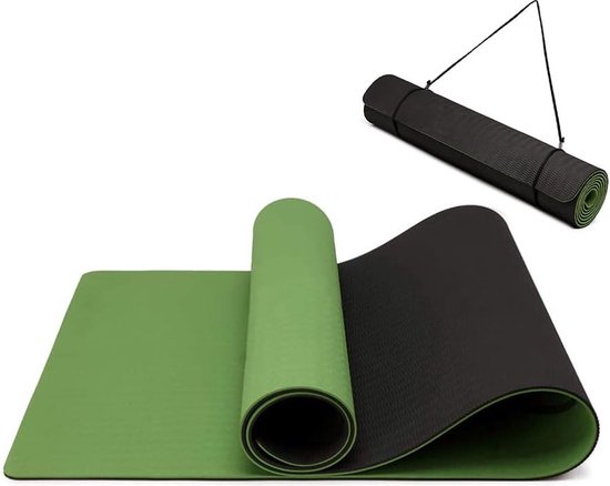 Stunq® Flexibele Eco-vriendelijke Fitness Mat voor Yoga en Pilates met Draagband, 6 mm Dikke Anti-slip Sportmat