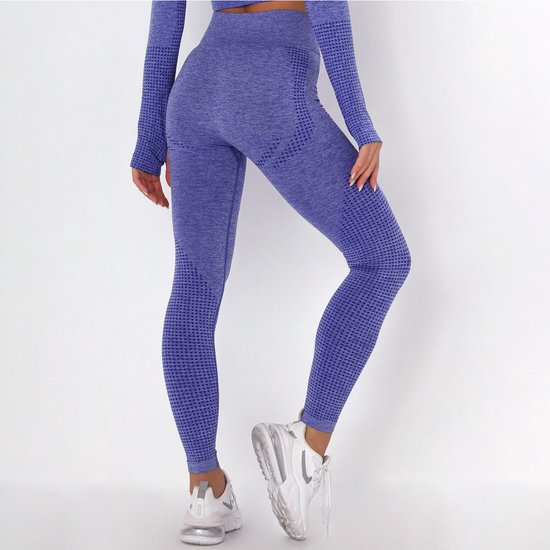 SUNMOOL - Sportlegging High Waist - Sportlegging - Dames Sportlegging - Legging - Hight Waist - Yogalegging - Sport Broek - Blauw - Maat: L van SUNMOOL