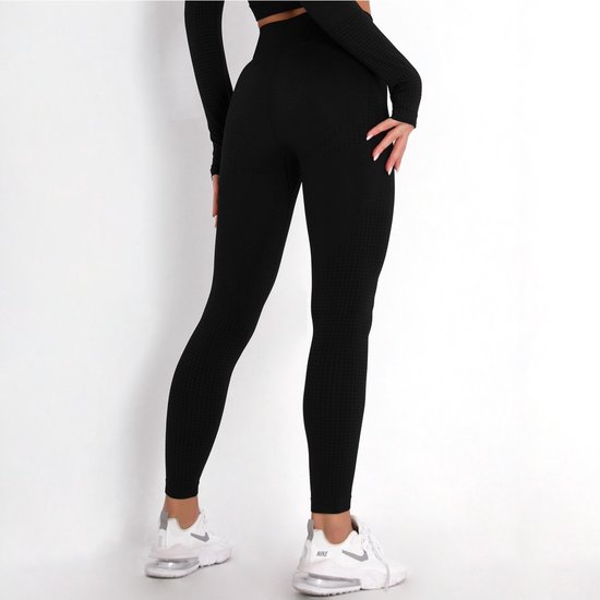 SUNMOOL - Sportlegging High Waist - Sportlegging - Dames Sportlegging - Legging - Hight Waist - Yogalegging - Sport Broek - Zwart - Maat: M van Merkloos