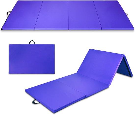 SureDeal® - Yogamatt - Opvouwbare Gymnastiekmatten Sportmatten - Klittenbandsluitingen - Handig Handvat Dikke - 300x116x5 cm - Diep paars