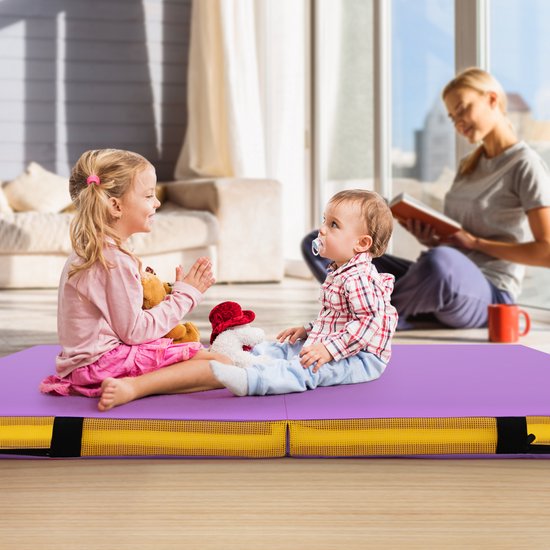 SureDeal® - Yogamatt - Vouwbare Gymnastiekmat Dikte - Kunstlederen Hoes Paars - 122x122x10 cm - Paars van suredeal