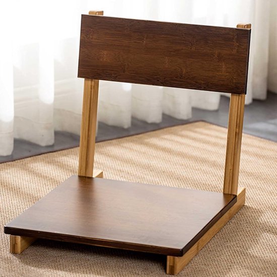 Tatami vloerstoel - Zitstoel meditatie - Ontspannen lezen - Kantelbare rugleuning - Walnoot van Merkloos
