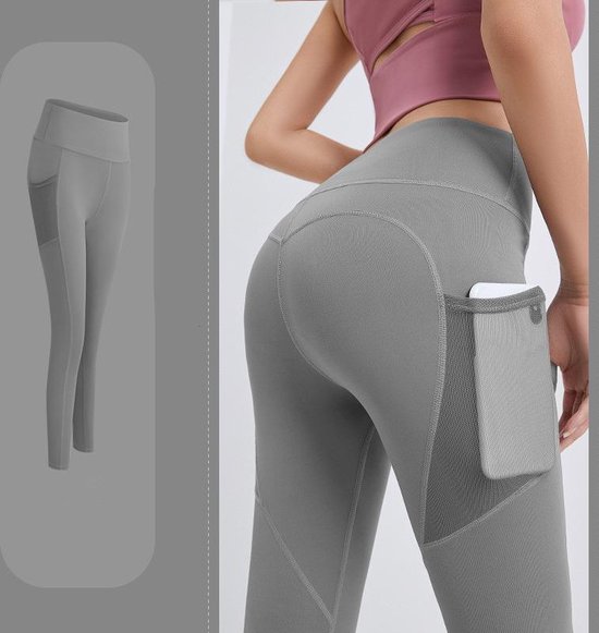TDR - Fitness broek - Sportlegging - Yoga Broek -  Yogalegging - Dames - Grijs- XL van TDR