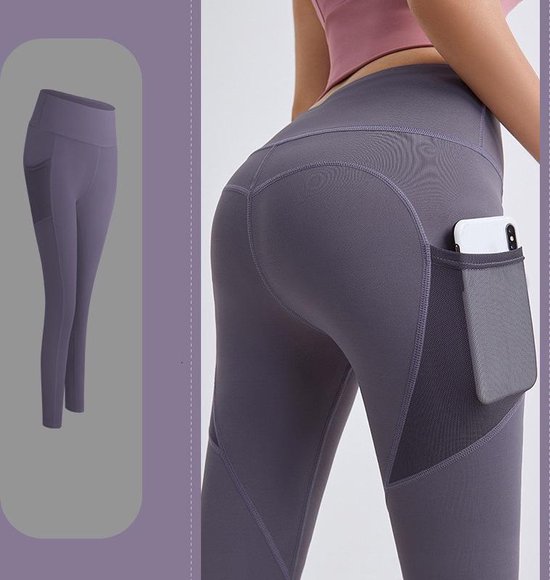 TDR - Fitness broek - Sportlegging - Yoga Broek -  Yogalegging - Dames - Paars - L van TD