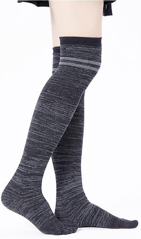 Teensokken Yoga Dames - Lange Sokken Pilates - Sport en Ontspanning - Antislip Open Teen - Gratis Maat - Zwart