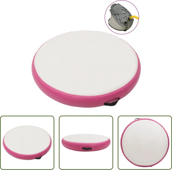 The Living Store Airtrack - Groot - 100 x 100 x 15 cm - Schokabsorberend - Anti-slip - Waterdicht - Grijs en roze - Hoge-dichtheid PVC van Merkloos