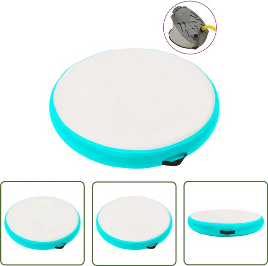 The Living Store Gymnastiekmat met pomp opblaasbaar 100x100x20 cm PVC groen - Airtrack - Gym Mats - Yogamat - Trainingsmat - Pvc Mat