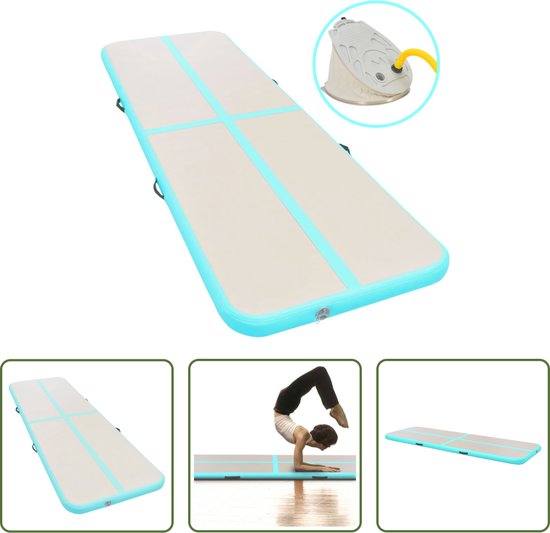 The Living Store Opblaasbare Sportmat - Grote en duurzame gymnastiekmat - Schokabsorberend - anti-slip en waterdicht - 600x100x10 cm - Met pomp van The Living Store
