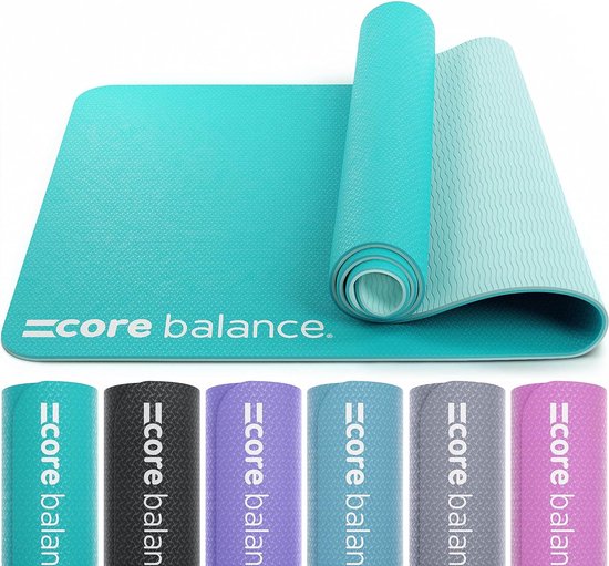 Thermoplastische elastomeer (TPE) yogamat en draagriem, gemaakt van 6 mm dik schuim, antislip en scheurbestendig, milieuvriendelijk materiaal, ideaal voor pilates, geurloze fitnessmat, 183 cm x 65 cm x 6 mm, 6 verschillende kleuren van T