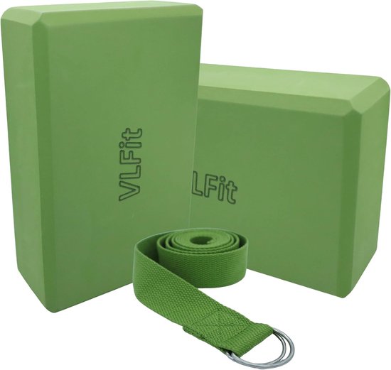 Thijox - Set van 2 yoga-blokken met hoge dichtheid en yoga-D-ring, katoenen stretchband, ideaal voor hot yoga, kleur naar keuze, perfect voor beginner van Thijox
