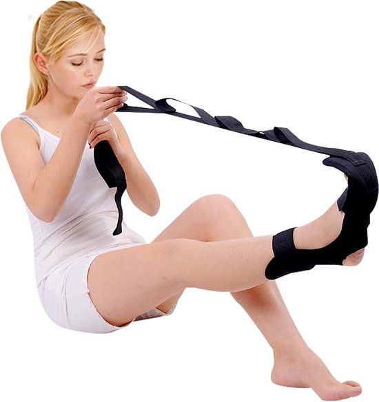 Thijox - Stretchband Dehnungsband Fascia Stretcher Yoga Stretch Ring - Pijnloze Benen Band voor Yoga, Fysiotherapie en Rehabilitatie - Zwart, 13 x 130