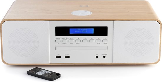 Thomson MIC200IBT Stereo Bluetooth Microset - CD/MP3/USB/Inductie - Hout van Thomson