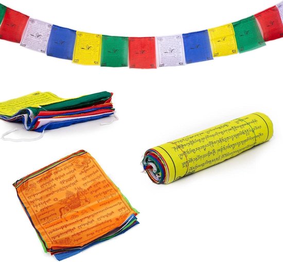 Tibetaanse Gebedsvlaggen voor Boeddhistische Altaren en Meditatieruimtes - Buitendecoratie - 20 Pagina's - 6 Meter Lengte van Mingana