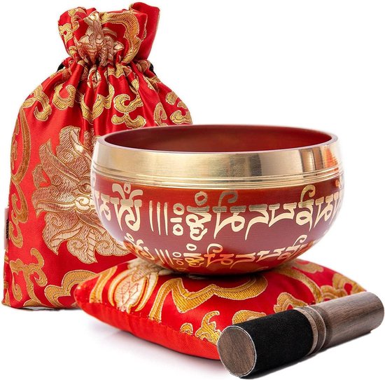 Tibetaanse klankschaal set - gemakkelijk te spelen voor beginners - Mindfulness Meditatie - Holistisch geluid - 7 Chakra Healing Gift - handgemaakt - Crimson van Ohm Store