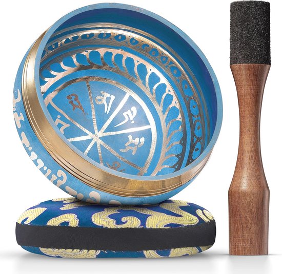 Tibetaanse klankschaal set met dubbelzijdige hamer en kussentje - Bevorder harmonie, chakra healing en mindfulness van T