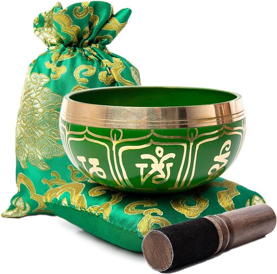 Tibetaanse klankschaal set voor beginners - gemakkelijk te spelen - handgemaakte Mindfulness Meditatie geluid - 7 Chakra Healing - Himalaya Bazaar - Emerald van T