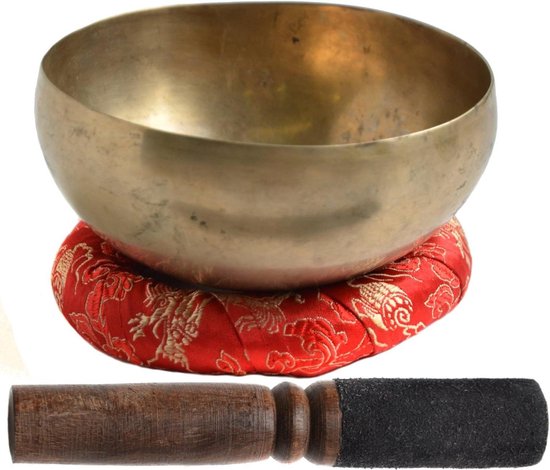 Tibetaanse klankschalenset met accessoires - metaallegering - Khobre 100-150g singing bowl set van T