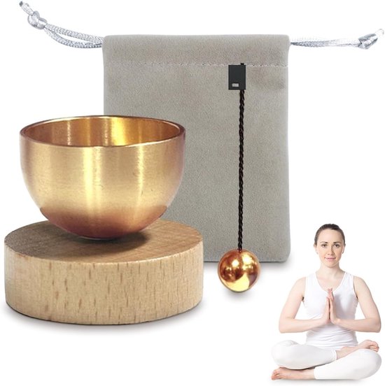 Tibetaanse klok - Klankschaal set - Meditatie en ontspanning - Helder resonerend geluid - 3.4 x 3.8 cm