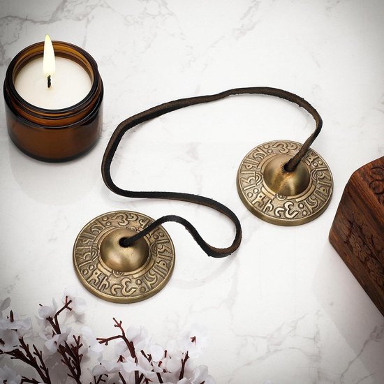 Tibetaanse Tingsha Bekkens Klokken - Boeddhistische Meditatie Yoga Bell - Om Namah Shivay Reliëf Manjira - Spirituele Geschenken