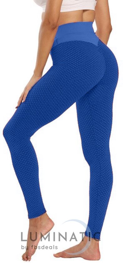TikTok Legging - Sportlegging Dames - Squat Proof en Fitness Legging - Yoga Legging - High Waist Sport Legging - Anti Cellulite - Shapewear Dames - Push Up - Butt Lifter - Sportkleding Dames - Luminatic® - Blauw - S van Merkloos