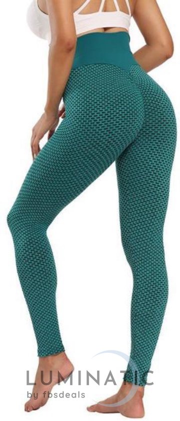 TikTok Legging - Sportlegging Dames - Squat Proof en Fitness Legging - Yoga Legging - High Waist Sport Legging - Anti Cellulite - Shapewear Dames - Push Up - Butt Lifter - Sportkleding Dames - Luminatic® - Groen - S van Merkloos