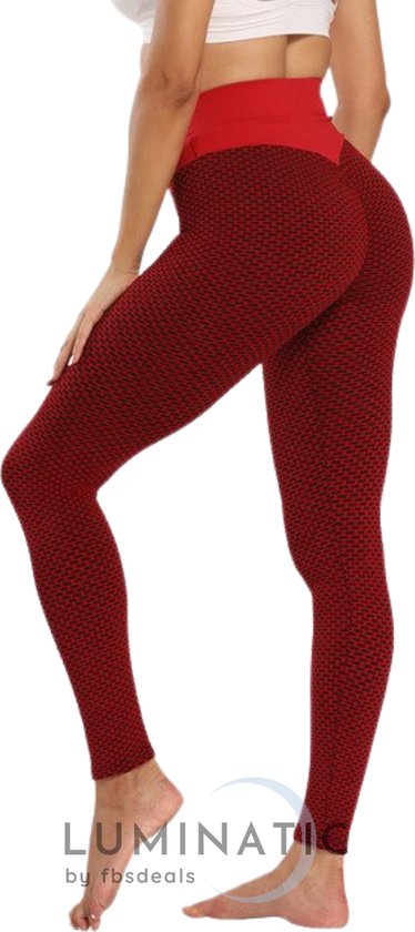 TikTok Legging - Sportlegging Dames - Squat Proof en Fitness Legging - Yoga Legging - High Waist Sport Legging - Anti Cellulite - Shapewear Dames - Push Up - Butt Lifter - Sportkleding Dames | Luminatic® | Rood | S van TikTok