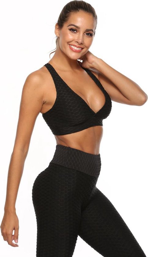 TikTok Shape Legging - TikTok Legging - TikTok kleding - Gym of Thuis legging - Anti Cellulite - High Waist - comfortabel - Zwart - Peach Shape Legging - Maat M