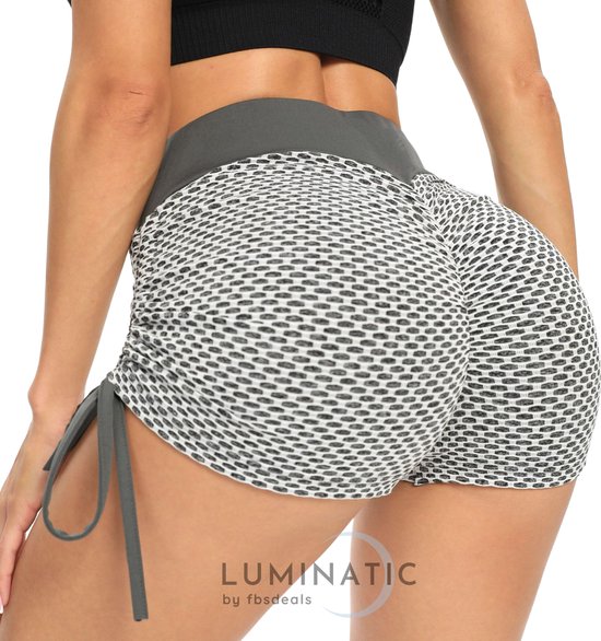 Tiktok Shorts - Shorts Dames - Sportlegging Dames - Korte Legging Dames - High Waist - Shapewear Dames - Sportbroek Dames - Luminatic® - Licht Grijs - L van Merkloos