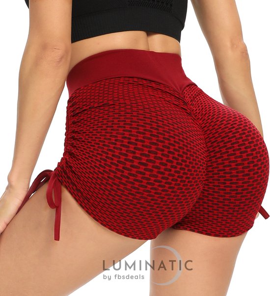 Tiktok Shorts - Shorts Dames - Sportlegging Dames - Korte Legging Dames - High Waist - Shapewear Dames - Sportbroek Dames | Luminatic® | Rood | S van TikTok