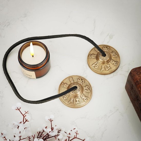 Tingsha Bekkens Klokken - Boeddhistische Meditatie Yoga Bell - Tibetaans OM Manen Padme Hum Symbolen - Reliëf Manjira - Spirituele Geschenken van T