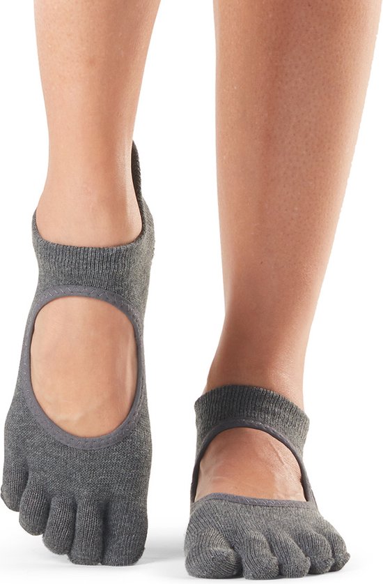 ToeSox Bellarina - Charcoal- Antislip Sokken - Met Tenen – Grijs van ToeSox