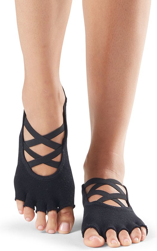 ToeSox Elle - Antislip Sokken - Open Tenen – Zwart van ToeSox