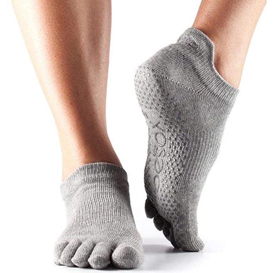 ToeSox Low Rise - Antislip Sokken - Met Tenen - Grijs van ToeSox