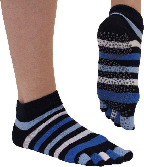 TOETOE Yoga & Pilatus Grip Enkel teensokken - Blauw/Donkerblauw - 40-43 van TOETOE