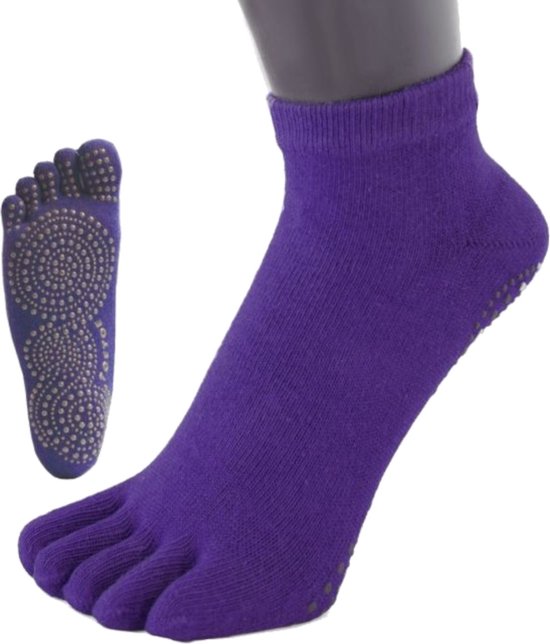 TOETOE Yoga & Pilatus Grip Enkel teensokken - Paars - 40-43 van TOETOE