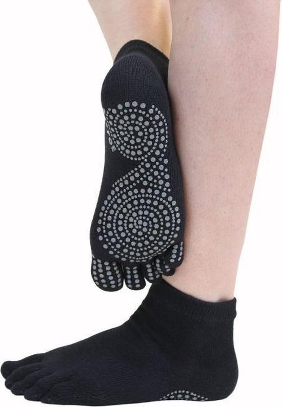 TOETOE Yoga & Pilatus Grip Enkel teensokken - Zwart - 40-43 van TOETOE