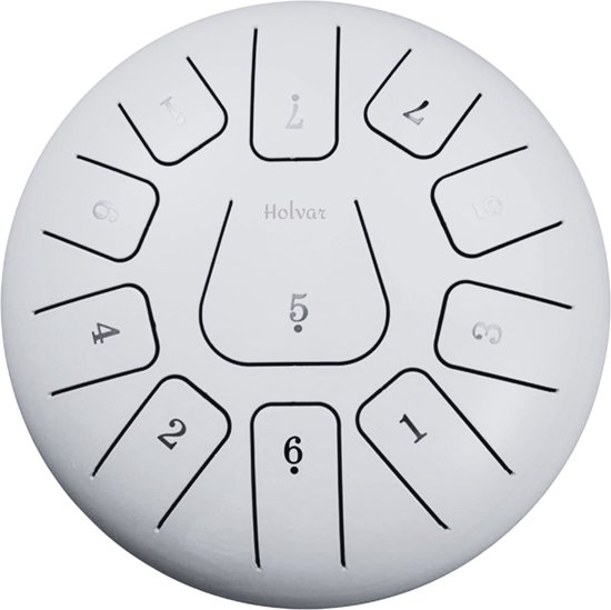 Tongue Drum 30cm - 11 tonen - Groot - Lotus Drum - Meditatie - Yoga - Handpan - 3.2 kg - Wit van Van@Son