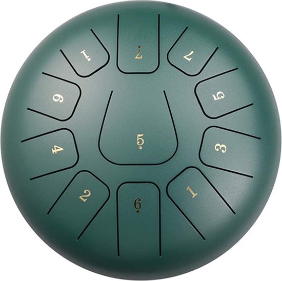 Tongue Drum - Groot - 30cm - 11 tonen - Klankschaal - Lotus Drum - Meditatie - Yoga - Handpan - 3.2 kg - Groen van Vigioo
