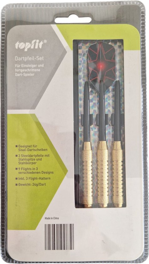 Topfit - dartpijlen - 24 gram - inclusief 3 setjes flights smal - steeltip van Topfit