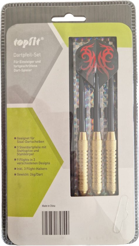 Topfit - dartpijlen - 24 gram - inclusief 3 setjes flights - steeltip van Topfit