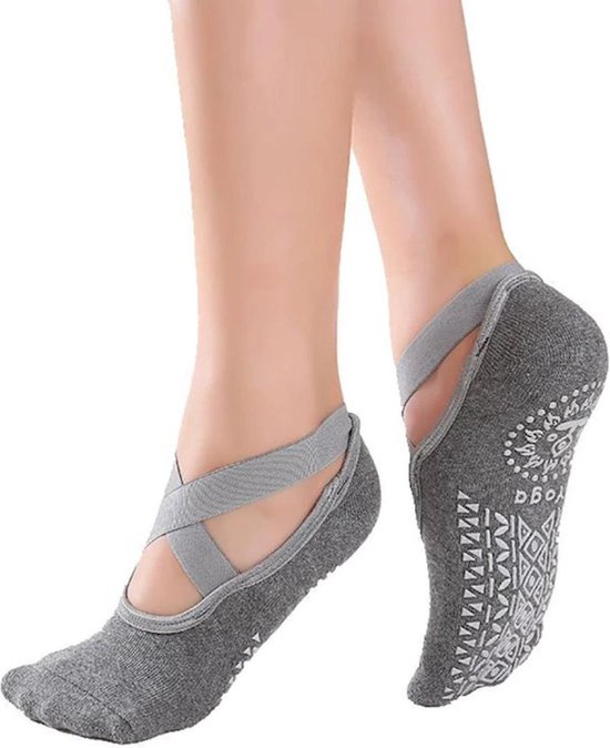 Topsocks Yoga ballerina antislip sokken - grijs - maat 36-41 van Merkloos