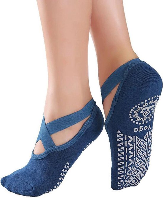 Topsocks Yoga ballerina antislip sokken - petrol- maat 36-41 van Merkloos