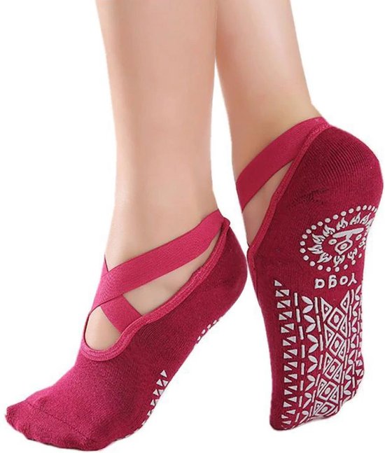 Topsocks Yoga ballerina antislip sokken - raspberry- maat 36-41 van Topsocks